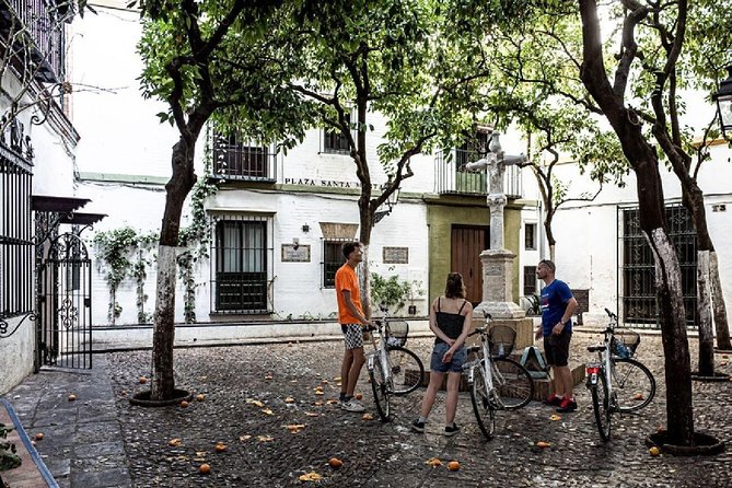 12 o'Clock - Bike & Tapas Tour Seville - Real Alcázar exteriors and Iglesia de Santa Ana: styles that mix and never match neatly