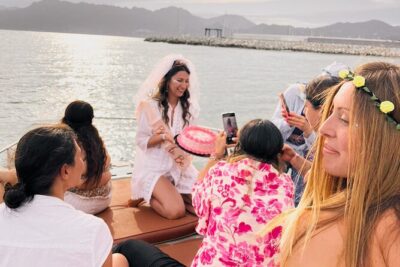 Bachelorette party, boat party in Salerno with aperitif and tapas - Sailing past Cetara and Erchie on the way to Amalfi