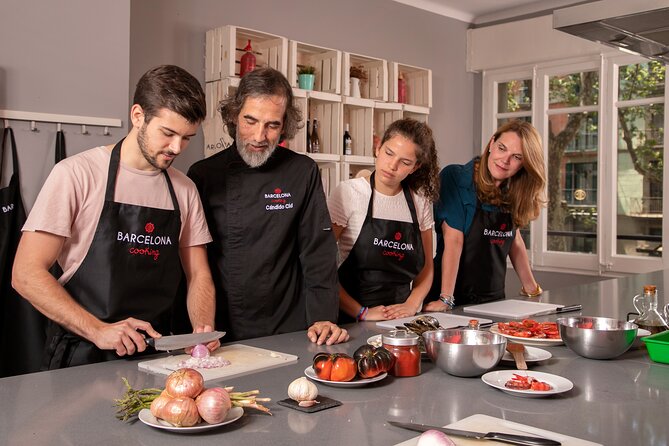 Premium Paella & Tapas Feast: Unlimited Wine & Rambla Views - In the Barcelona Cooking kitchen: a 5-course meal built by your hands