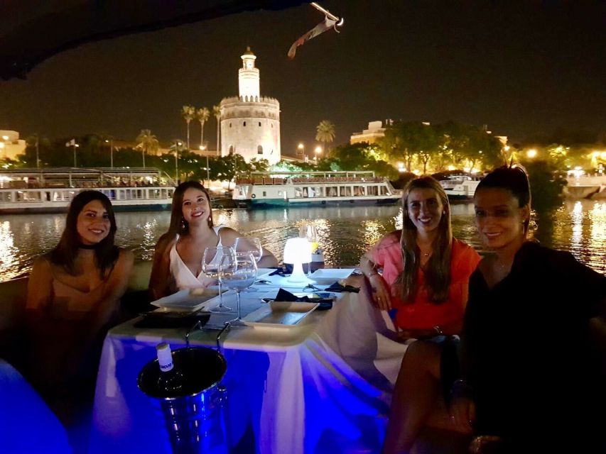 Seville: Exclusive River Boat Tour with Tapas - Pass-by icons: La Maestranza, Torre del Oro, and San Telmo