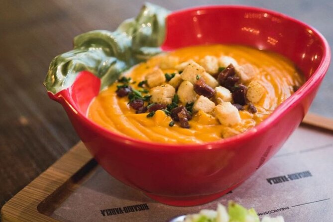 The Granada Evening Tapas Crawl by Food Lover Tour - What you’ll eat in Granada: cured ham, tomato soup, aubergines, seafood, stews